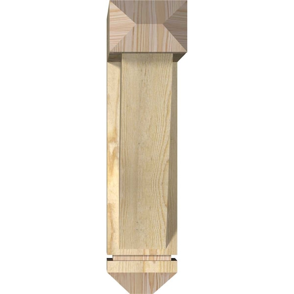 Traditional Arts And Crafts Rough Sawn Bracket W/ Offset Brace, Douglas Fir, 6W X 20D X 24H